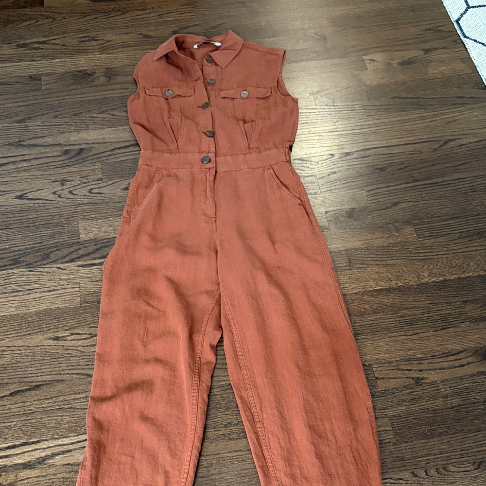 Zara Terracotta Sleeveless Jumpsuit